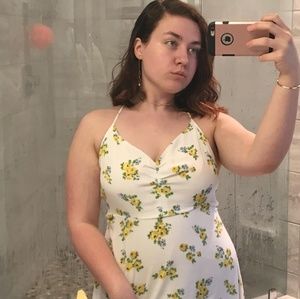 White Sundress w/ Yellow Flower Design - Large